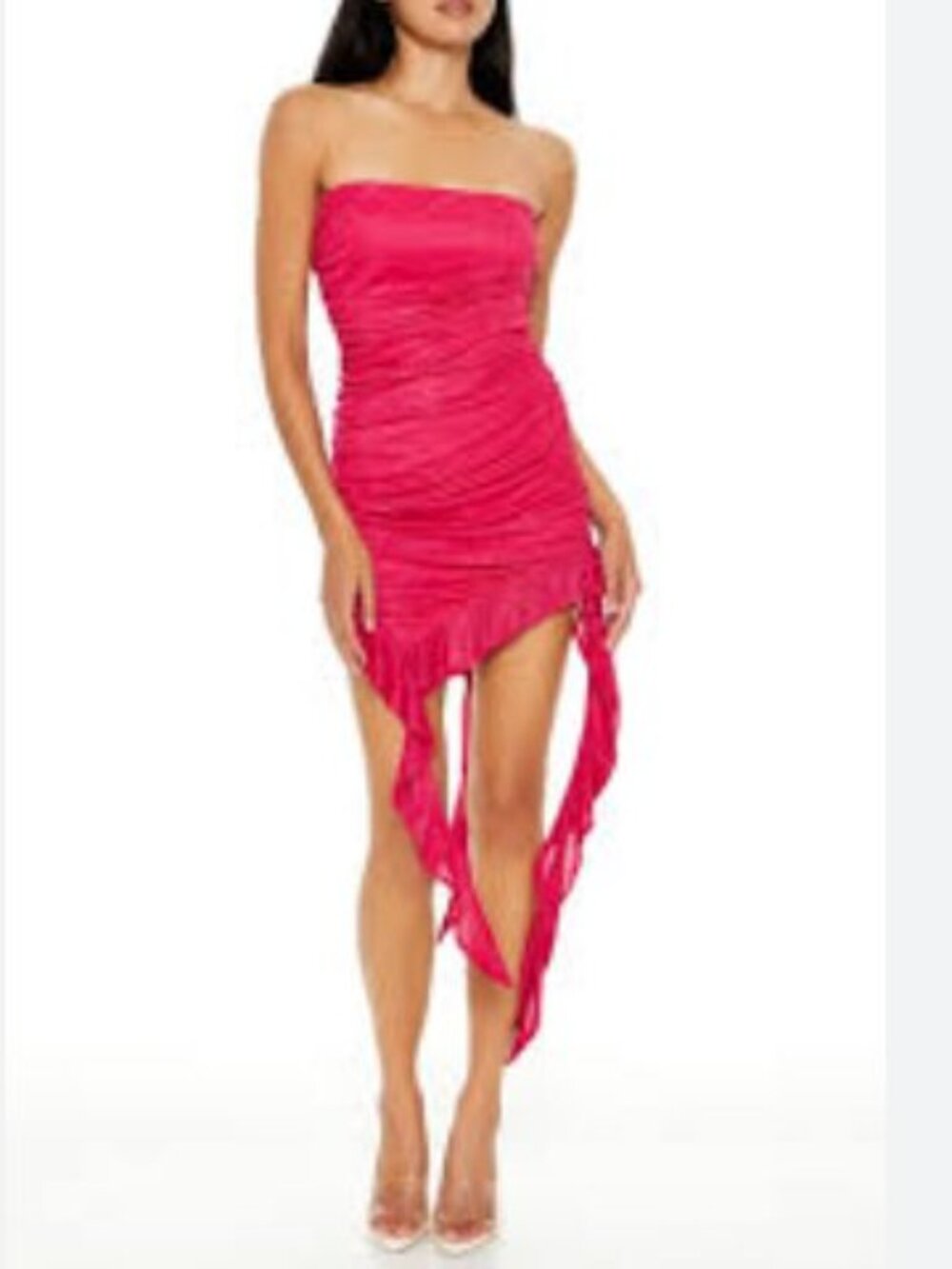 Forever 21 Ruffle Glitter Knit Tube Mini Dres Medium M